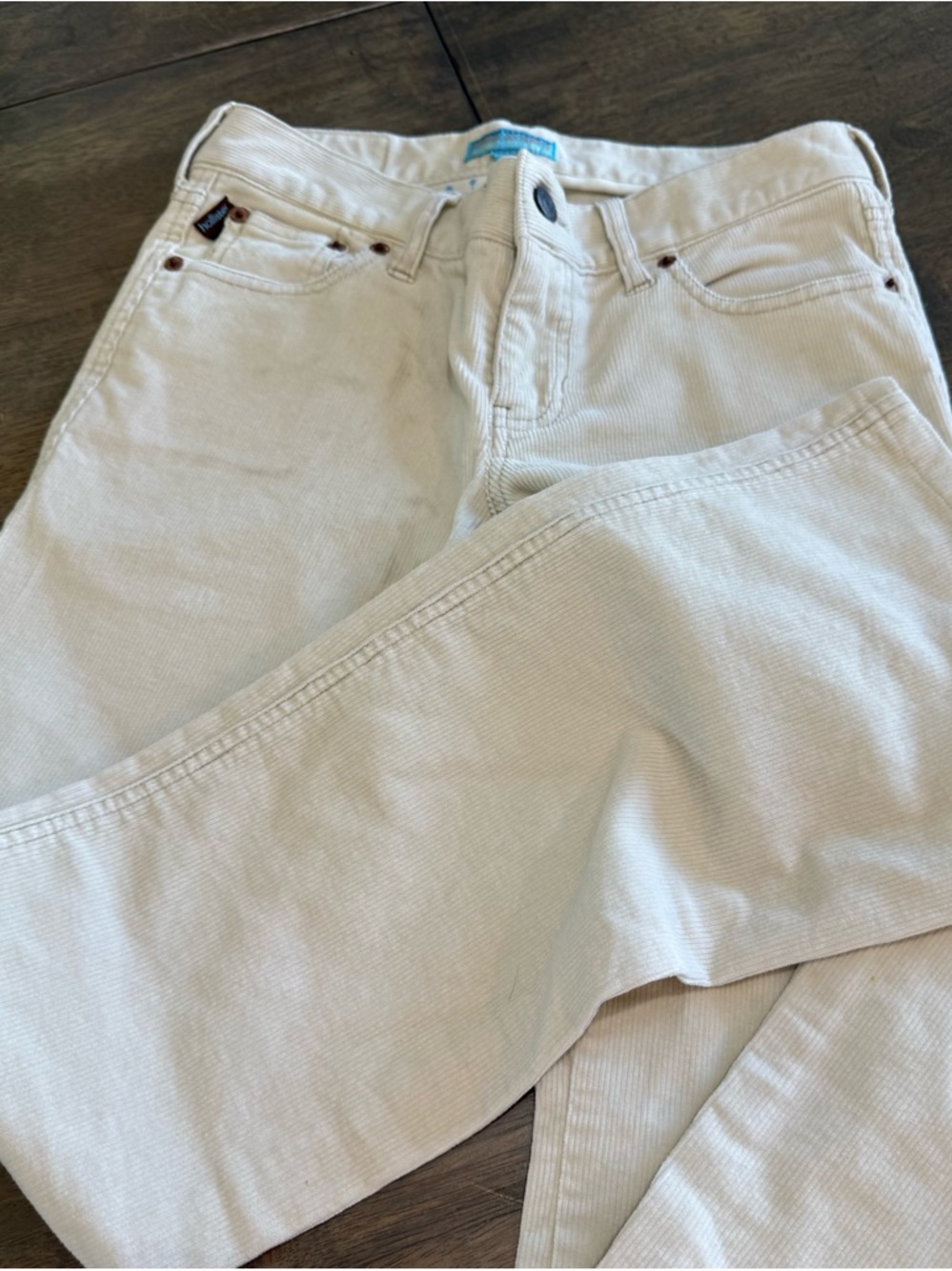 Vintage 90's Hollister Co. Women's Corduroy Cream Flare Jeans Stretch Size 3 VTG